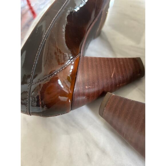 Cole Haan Nike Air Brown Patent Leather Heeled Penny Loafer - Picture 7 of 12